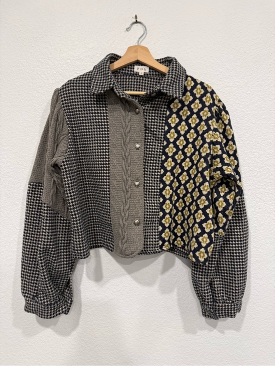 POL Jackets & Blazers - POL mixed pattern Patchwork button up jacket with balloon sleeves - L